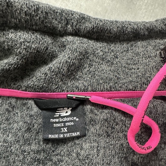 New Balance Women's Full Zip Fleece Jacket Gray Pink Zip Pockets Outdoors 3X - Picture 8 of 11